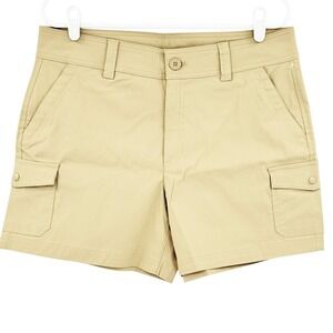 Eddie Bauer Women's Stretch Khaki Cargo Pocket Shorts Sz 12 Hiking Outdoors NWOT